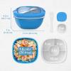 imageBentgo Salad Container  54 oz Bowl with 4Compartment Toppings Tray LeakProof Dressing Container Reusable Fork BPAFree Lunch Box for Meal Prep ampamp Food Storage Removable Bento Tray Coastal AquaBlue