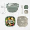 imageBentgo Salad Container  54 oz Bowl with 4Compartment Toppings Tray LeakProof Dressing Container Reusable Fork BPAFree Lunch Box for Meal Prep ampamp Food Storage Removable Bento Tray Coastal AquaKhaki Green