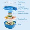 imageBentgo Salad Container  54 oz Bowl with 4Compartment Toppings Tray LeakProof Dressing Container Reusable Fork BPAFree Lunch Box for Meal Prep ampamp Food Storage Removable Bento Tray Coastal AquaBlue