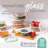 imageBentgo Signature LeakProof Glass Food Storage  18Piece Set 1Compartment PlasticFree Containers with Airtight Glass Lids BPAFree Microwave Freezer Oven ampamp Dishwasher Safe White StoneDesert Sage