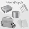 imageBentgo Stainless Insulated Food Container  24 Cups 19 oz TripleLayer Insulation Vacuum Seal LeakProof BuiltIn Handle Wide Opening Premium Stainless Steel for CoolWarm Foods AquaStainless Steel Silver