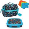 imageBentgo Prints Insulated Lunch Bag Set With Kids BentoStyle Lunch Box and 4 Reusable Ice Packs Dinosaur