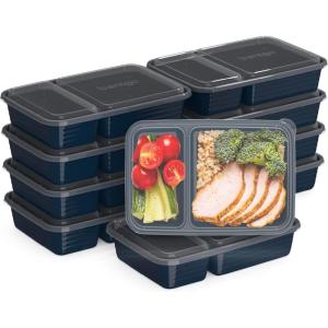 imageBentgo 20Piece Lightweight Durable Reusable BPAFree 2Compartment Containers  Microwave Freezer Dishwasher Safe  SkyNavy Blue