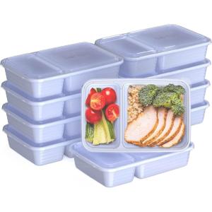 imageBentgo 20Piece Lightweight Durable Reusable BPAFree 2Compartment Containers  Microwave Freezer Dishwasher Safe  SkyPeriwinkle