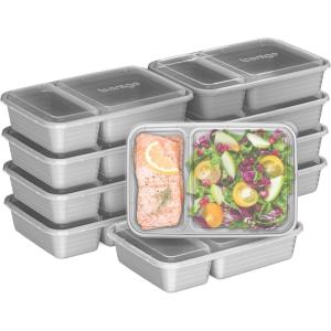 imageBentgo 20Piece Lightweight Durable Reusable BPAFree 2Compartment Containers  Microwave Freezer Dishwasher Safe  SkySilver