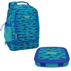 imageBentgo 2in1 Backpack ampamp Insulated Lunch Bag Set With Kids Prints Lunch Box Shark