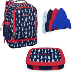 imageBentgo 2in1 Backpack ampamp Insulated Lunch Bag Set With Kids Prints Lunch Box and 4 Reusable Ice Packs Space Rockets