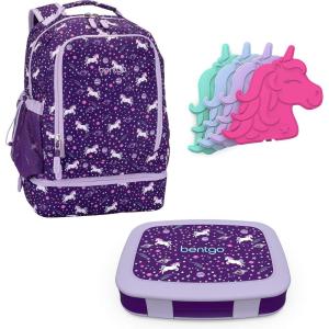 imageBentgo 2in1 Backpack ampamp Insulated Lunch Bag Set With Kids Prints Lunch Box and 4 Reusable Ice Packs Unicorn