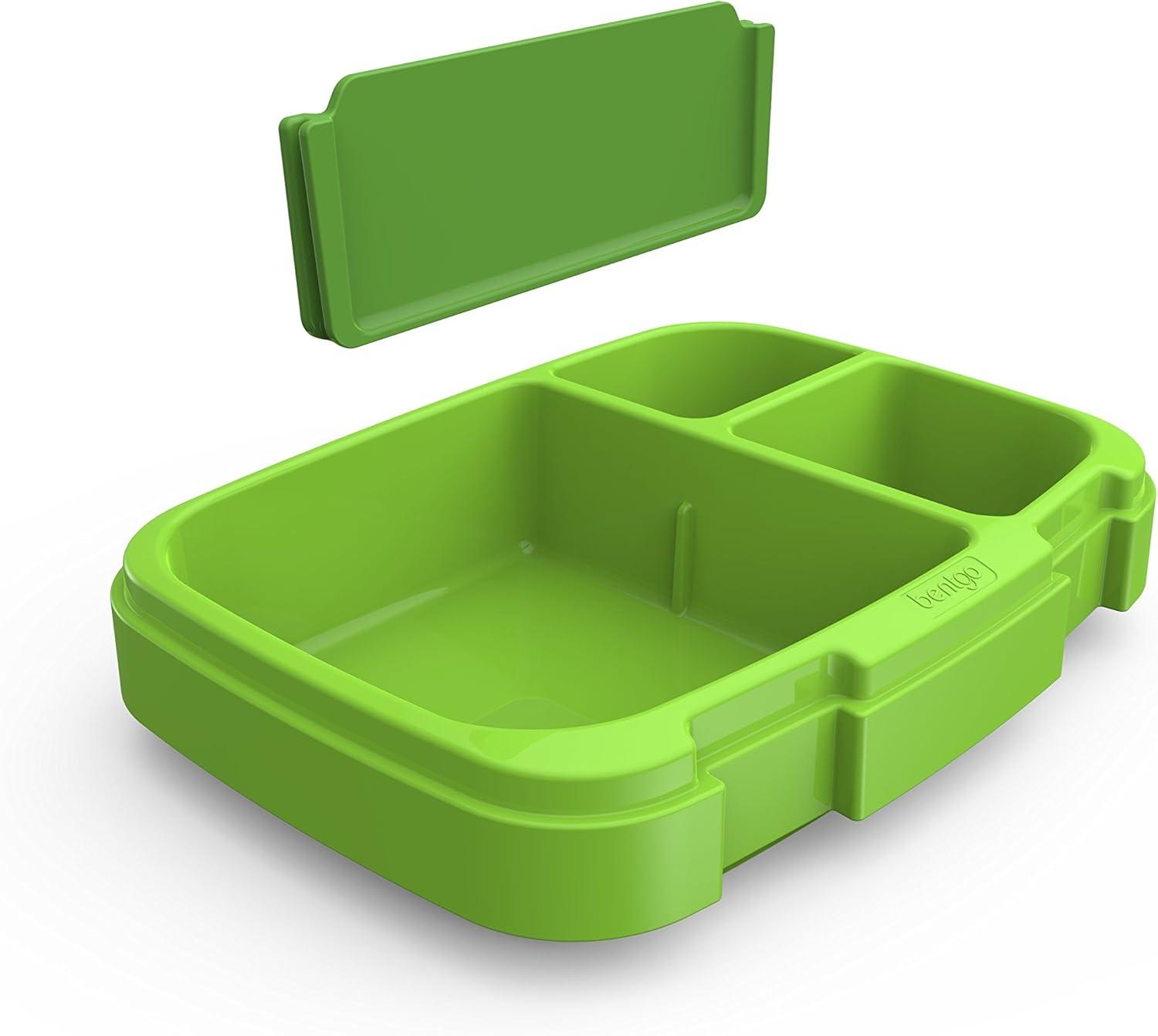 imageBentgo Fresh Tray Green with Transparent Cover  Reusable BPAFree 4Compartment Meal Prep Container with BuiltIn Portion Control for Healthy AtHome Meals and OntheGo LunchesGreen