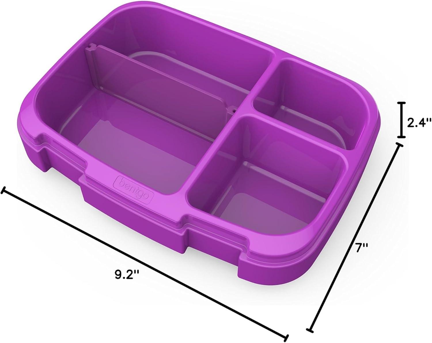 imageBentgo Fresh Tray Green with Transparent Cover  Reusable BPAFree 4Compartment Meal Prep Container with BuiltIn Portion Control for Healthy AtHome Meals and OntheGo LunchesPurple