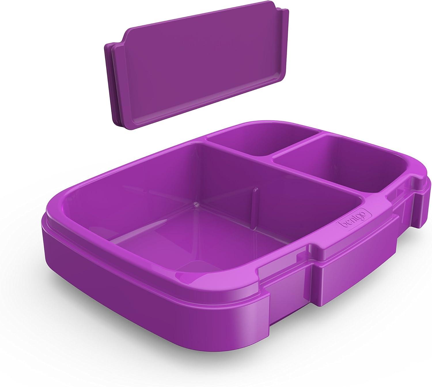 imageBentgo Fresh Tray Green with Transparent Cover  Reusable BPAFree 4Compartment Meal Prep Container with BuiltIn Portion Control for Healthy AtHome Meals and OntheGo LunchesPurple