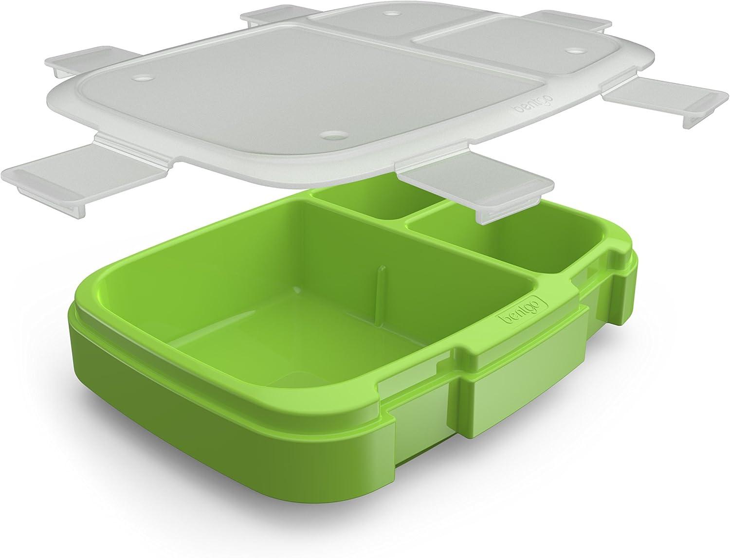 imageBentgo Fresh Tray Green with Transparent Cover  Reusable BPAFree 4Compartment Meal Prep Container with BuiltIn Portion Control for Healthy AtHome Meals and OntheGo LunchesGreen