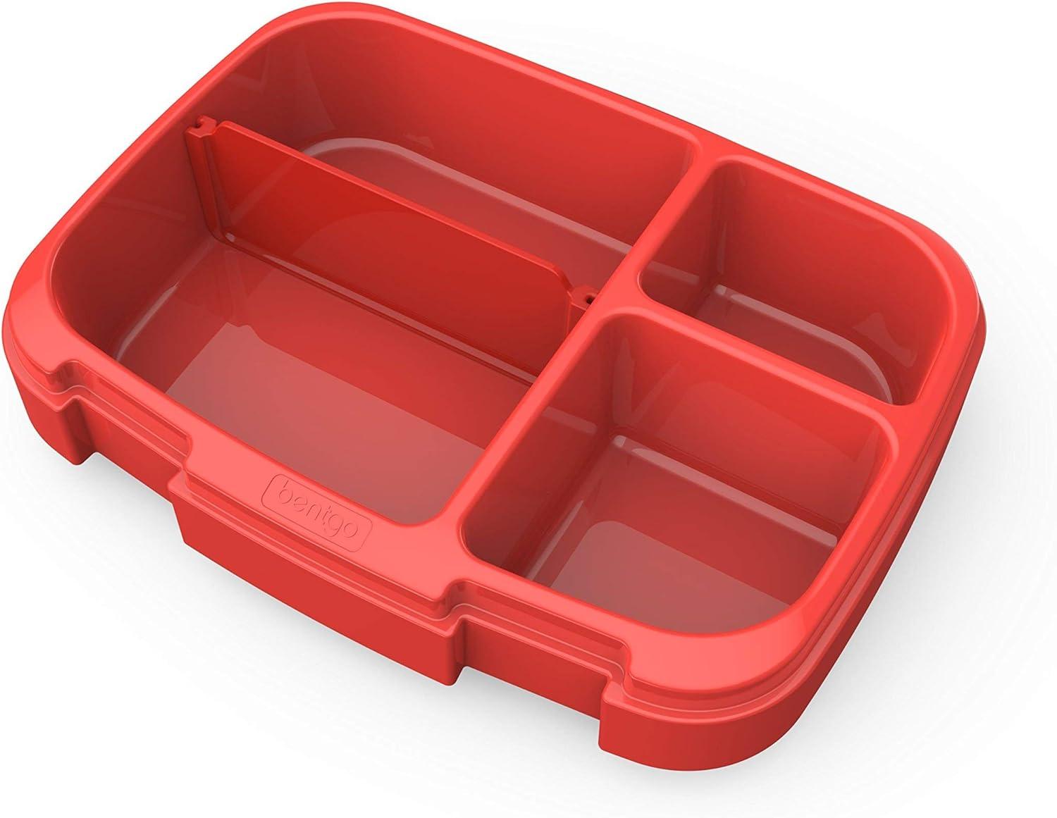 imageBentgo Fresh Tray Green with Transparent Cover  Reusable BPAFree 4Compartment Meal Prep Container with BuiltIn Portion Control for Healthy AtHome Meals and OntheGo LunchesRed