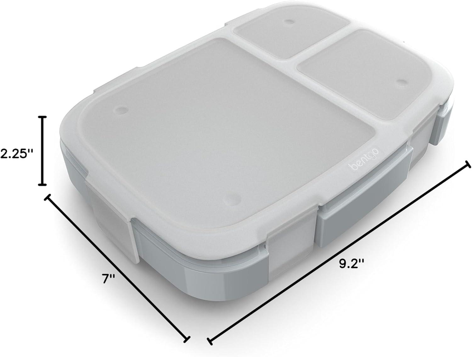 imageBentgo Fresh Tray Green with Transparent Cover  Reusable BPAFree 4Compartment Meal Prep Container with BuiltIn Portion Control for Healthy AtHome Meals and OntheGo LunchesGray