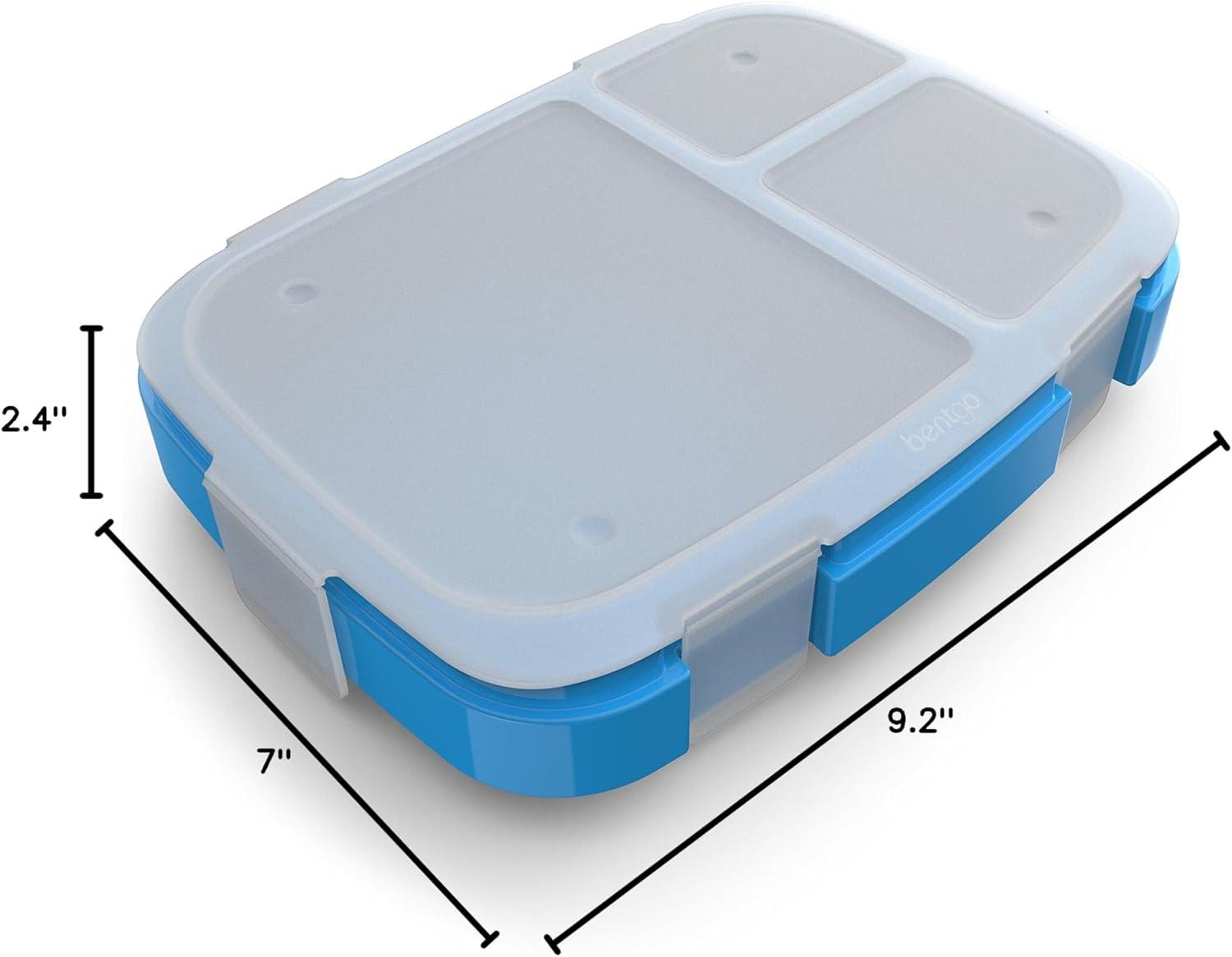 imageBentgo Fresh Tray Green with Transparent Cover  Reusable BPAFree 4Compartment Meal Prep Container with BuiltIn Portion Control for Healthy AtHome Meals and OntheGo LunchesBlue