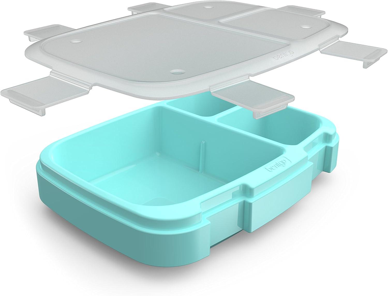 imageBentgo Fresh Tray Green with Transparent Cover  Reusable BPAFree 4Compartment Meal Prep Container with BuiltIn Portion Control for Healthy AtHome Meals and OntheGo LunchesAqua