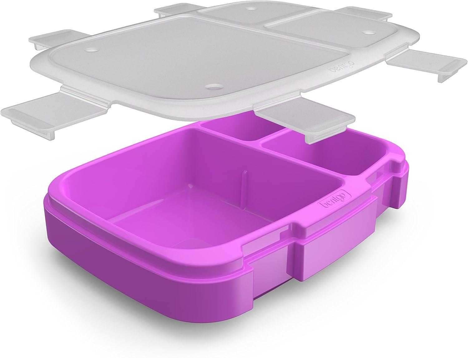 imageBentgo Fresh Tray Green with Transparent Cover  Reusable BPAFree 4Compartment Meal Prep Container with BuiltIn Portion Control for Healthy AtHome Meals and OntheGo LunchesPurple