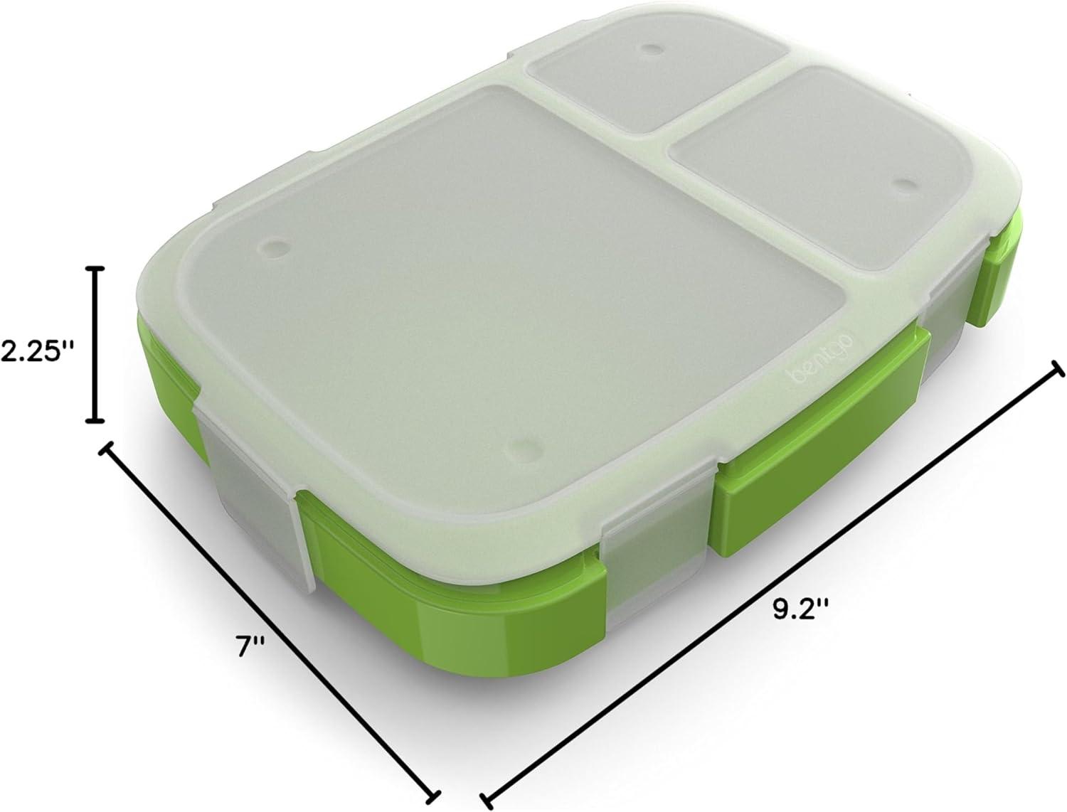 imageBentgo Fresh Tray Green with Transparent Cover  Reusable BPAFree 4Compartment Meal Prep Container with BuiltIn Portion Control for Healthy AtHome Meals and OntheGo LunchesGreen