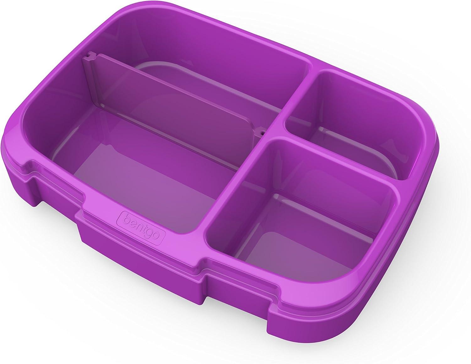 imageBentgo Fresh Tray Green with Transparent Cover  Reusable BPAFree 4Compartment Meal Prep Container with BuiltIn Portion Control for Healthy AtHome Meals and OntheGo LunchesPurple