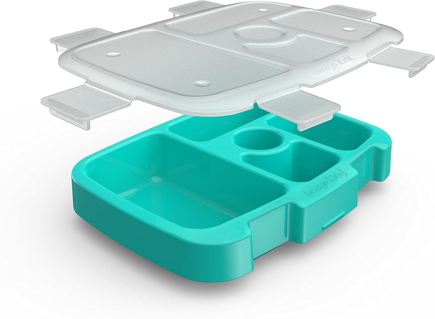 imageBentgo Kids Brights Tray Violet with Transparent Cover  Reusable BPAFree 5Compartment Meal Prep Container with BuiltIn Portion Control for Healthy AtHome Meals and OntheGo LunchesAqua