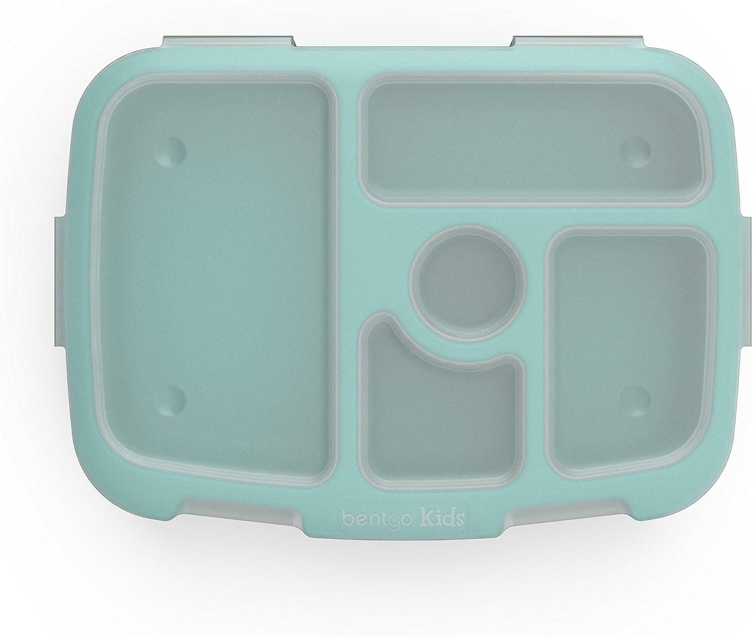 imageBentgo Kids Brights Tray Violet with Transparent Cover  Reusable BPAFree 5Compartment Meal Prep Container with BuiltIn Portion Control for Healthy AtHome Meals and OntheGo LunchesAqua