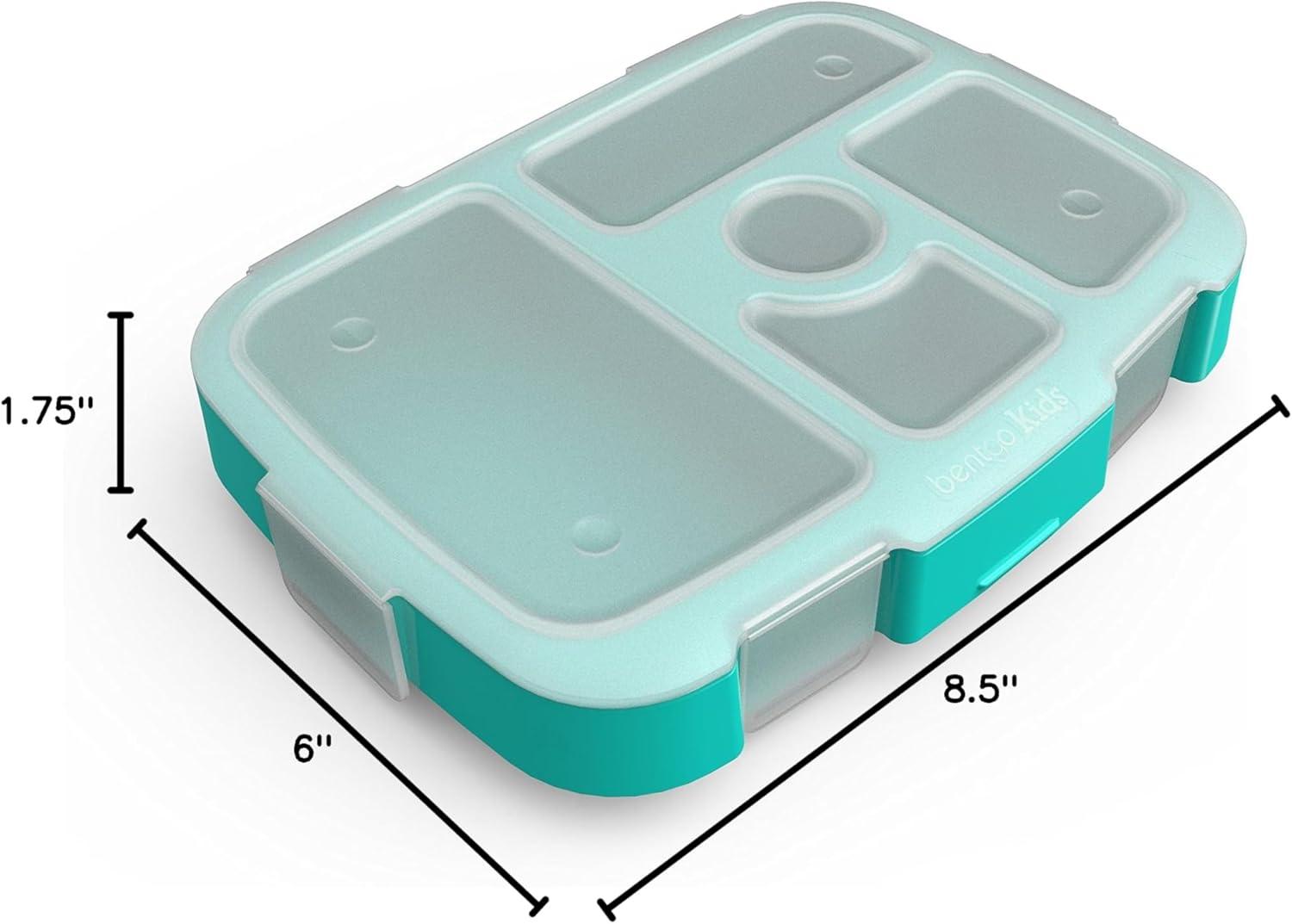 imageBentgo Kids Brights Tray Violet with Transparent Cover  Reusable BPAFree 5Compartment Meal Prep Container with BuiltIn Portion Control for Healthy AtHome Meals and OntheGo LunchesAqua