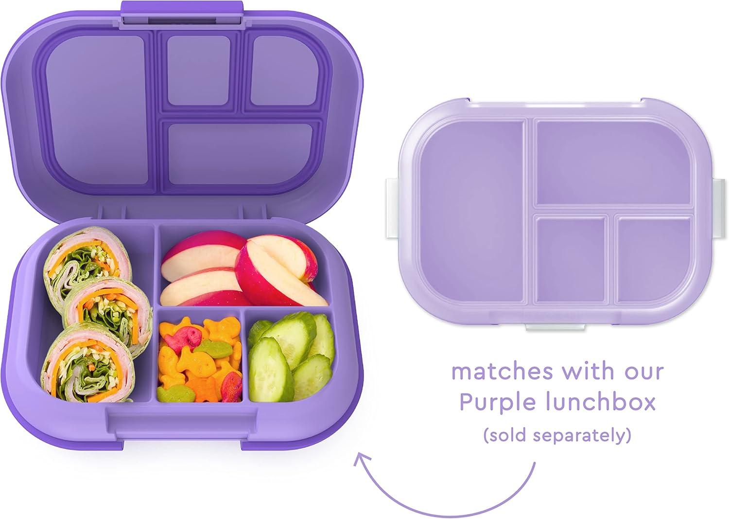 imageBentgo Kids Chill Tray with Transparent Cover  Reusable BPAFree 4Compartment Meal Prep Container with BuiltIn Portion Control for Healthy OntheGo Lunches Confetti Edition Vivid OrchidPurple