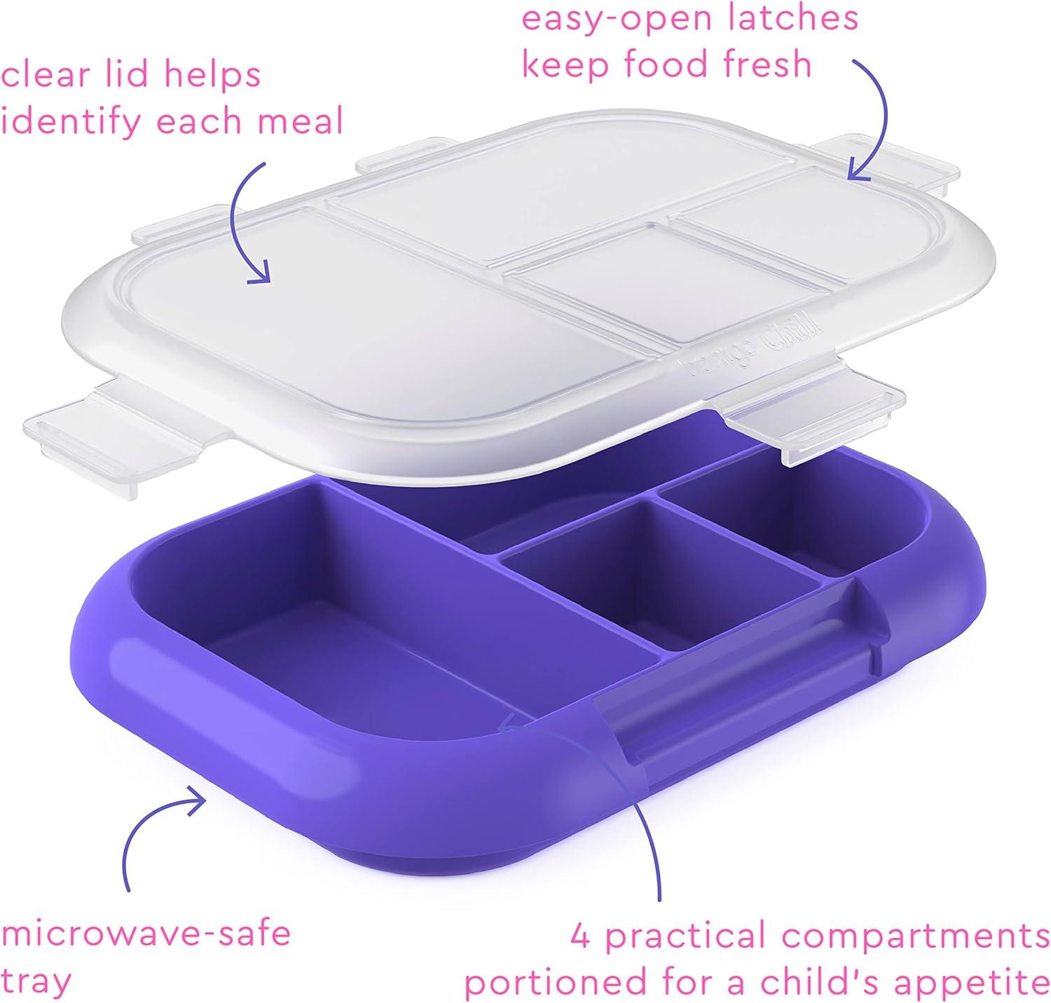 imageBentgo Kids Chill Tray with Transparent Cover  Reusable BPAFree 4Compartment Meal Prep Container with BuiltIn Portion Control for Healthy OntheGo Lunches Confetti Edition Vivid OrchidElectric Violet