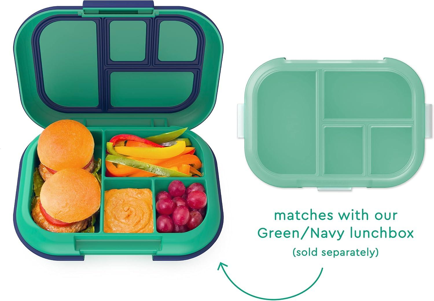 imageBentgo Kids Chill Tray with Transparent Cover  Reusable BPAFree 4Compartment Meal Prep Container with BuiltIn Portion Control for Healthy OntheGo Lunches Confetti Edition Vivid OrchidGreenNavy