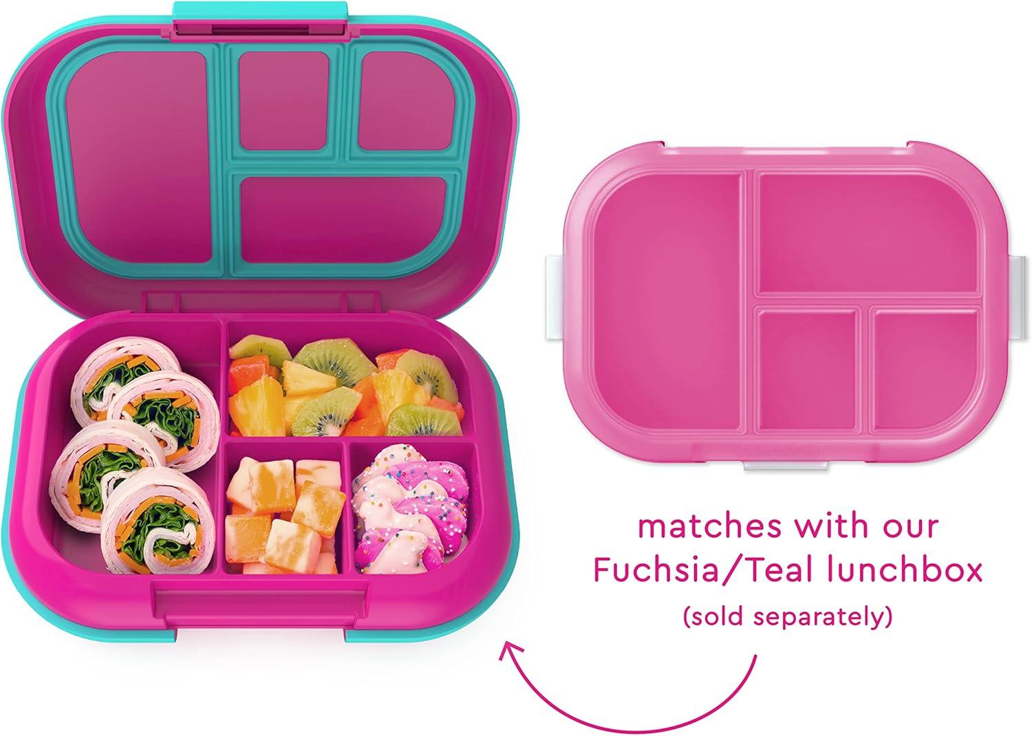 imageBentgo Kids Chill Tray with Transparent Cover  Reusable BPAFree 4Compartment Meal Prep Container with BuiltIn Portion Control for Healthy OntheGo Lunches Confetti Edition Vivid OrchidFuchsiaTeal