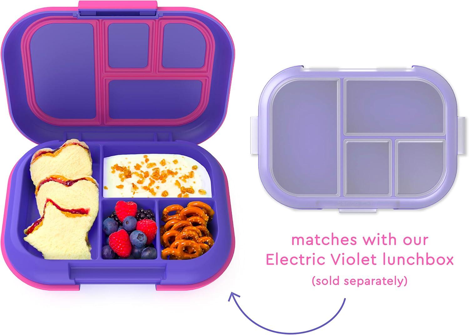 imageBentgo Kids Chill Tray with Transparent Cover  Reusable BPAFree 4Compartment Meal Prep Container with BuiltIn Portion Control for Healthy OntheGo Lunches Confetti Edition Vivid OrchidElectric Violet