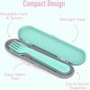 imageBentgo Kids Utensil Set  Reusable Plastic Fork Spoon ampamp Storage Case  BPAFree Materials EasyGrip Handles Dishwasher Safe  Ideal for School Lunch Travel ampamp Outdoors BluePuppy Love