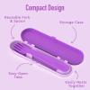 imageBentgo Kids Utensil Set  Reusable Plastic Fork Spoon ampamp Storage Case  BPAFree Materials EasyGrip Handles Dishwasher Safe  Ideal for School Lunch Travel ampamp Outdoors BluePurple