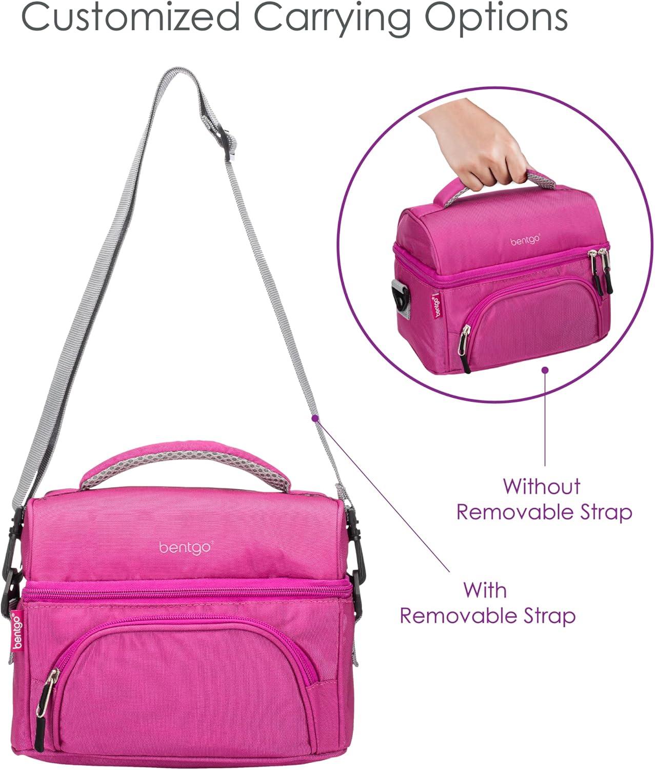 imageBentgo Deluxe Lunch Bag  Durable and Insulated Lunch Tote with Zippered Outer Pocket Internal Mesh Pocket Padded ampamp Adjustable Straps ampamp 2Way Zippers  Fits Most Lunch Boxes Carbon BlackPurple
