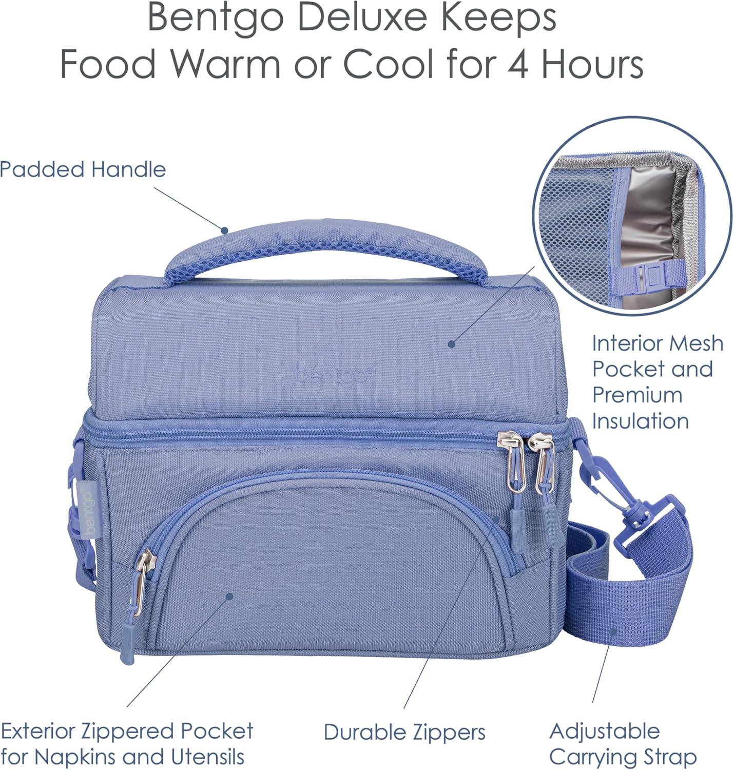 imageBentgo Deluxe Lunch Bag  Durable and Insulated Lunch Tote with Zippered Outer Pocket Internal Mesh Pocket Padded ampamp Adjustable Straps ampamp 2Way Zippers  Fits Most Lunch Boxes Carbon BlackSlate