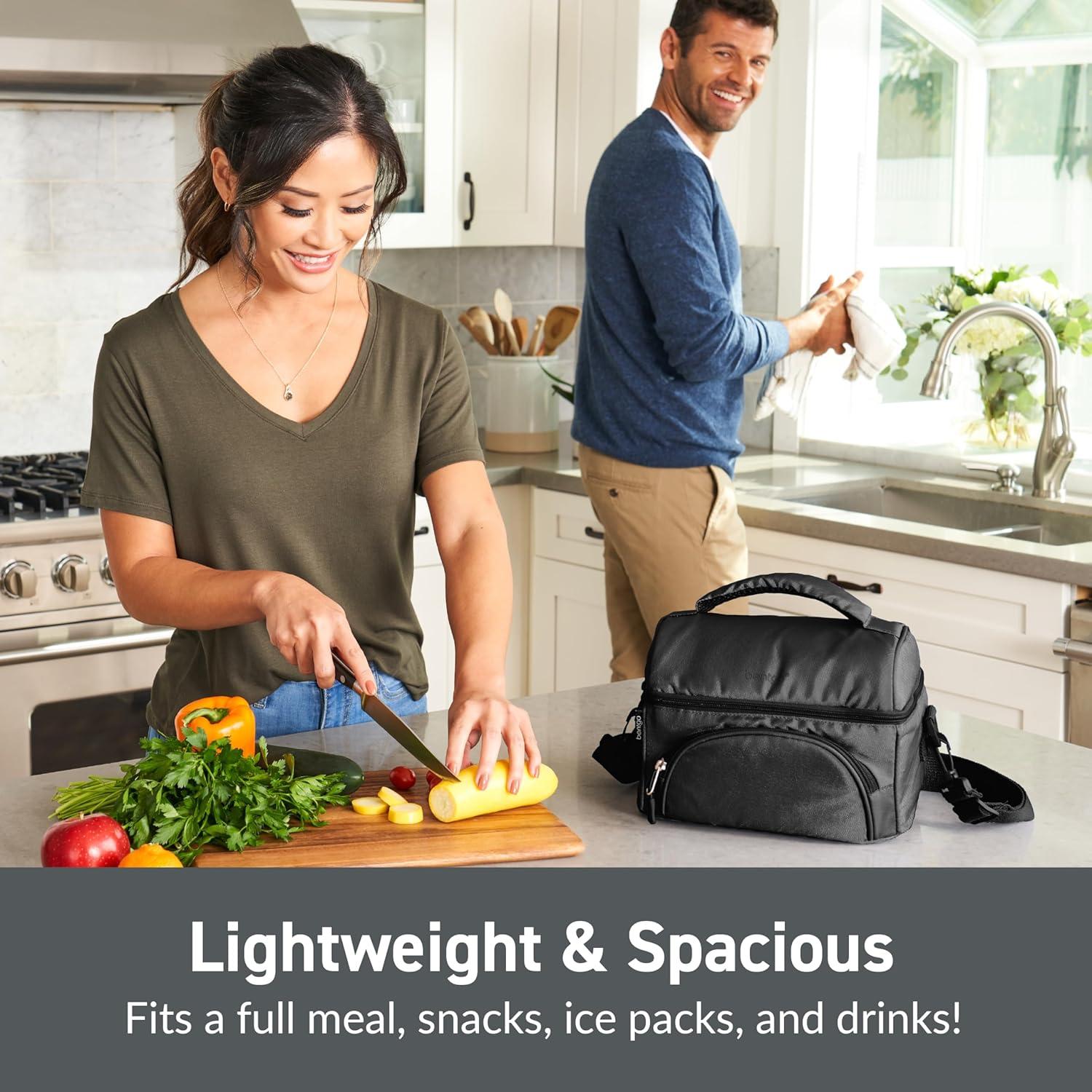 imageBentgo Deluxe Lunch Bag  Durable and Insulated Lunch Tote with Zippered Outer Pocket Internal Mesh Pocket Padded ampamp Adjustable Straps ampamp 2Way Zippers  Fits Most Lunch Boxes Carbon BlackCarbon Black