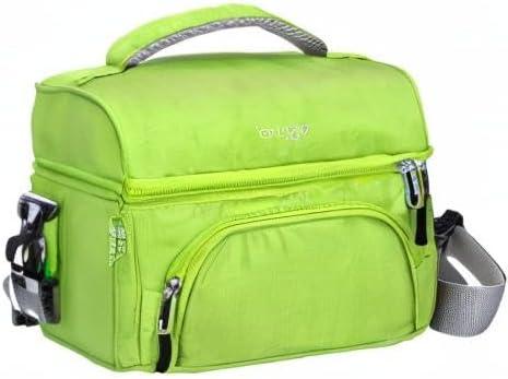 imageBentgo Deluxe Lunch Bag  Durable and Insulated Lunch Tote with Zippered Outer Pocket Internal Mesh Pocket Padded ampamp Adjustable Straps ampamp 2Way Zippers  Fits Most Lunch Boxes Carbon BlackGreen