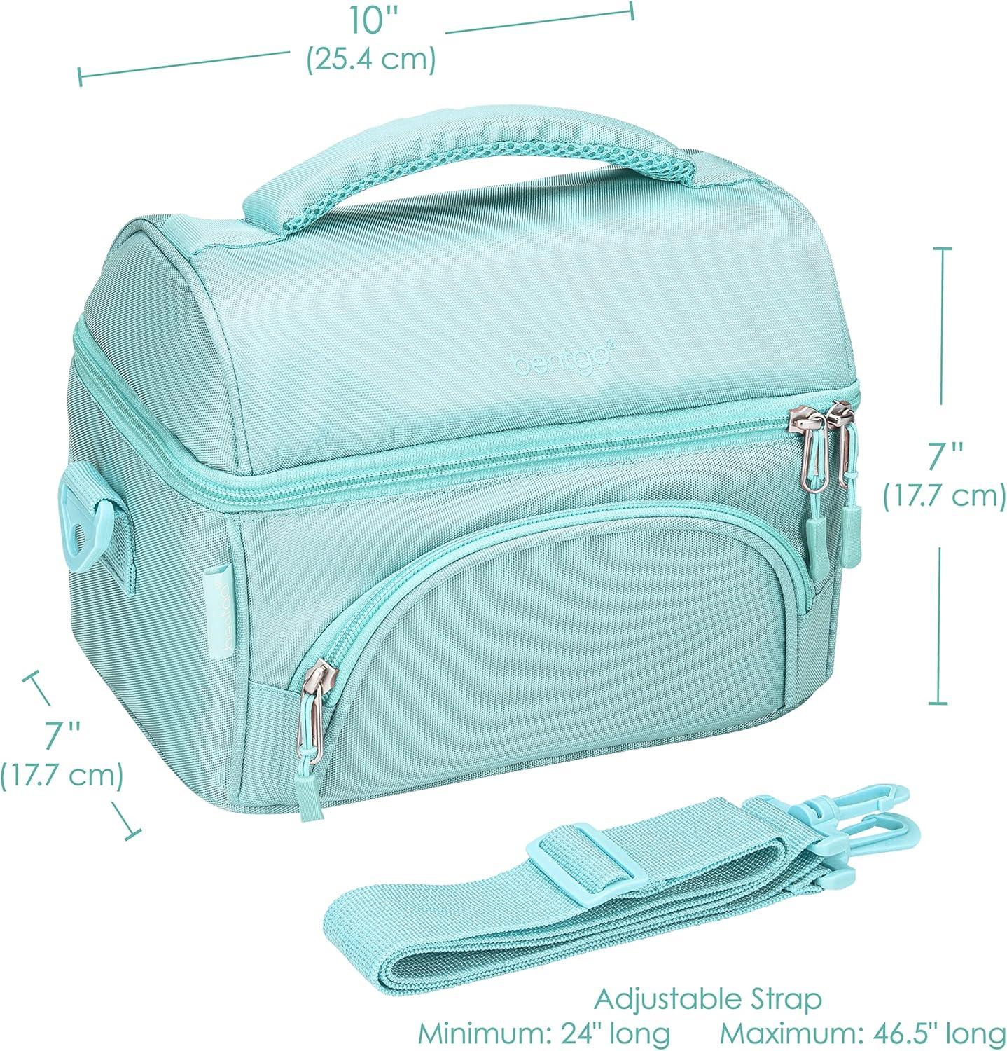 imageBentgo Deluxe Lunch Bag  Durable and Insulated Lunch Tote with Zippered Outer Pocket Internal Mesh Pocket Padded ampamp Adjustable Straps ampamp 2Way Zippers  Fits Most Lunch Boxes Carbon BlackCoastal Aqua