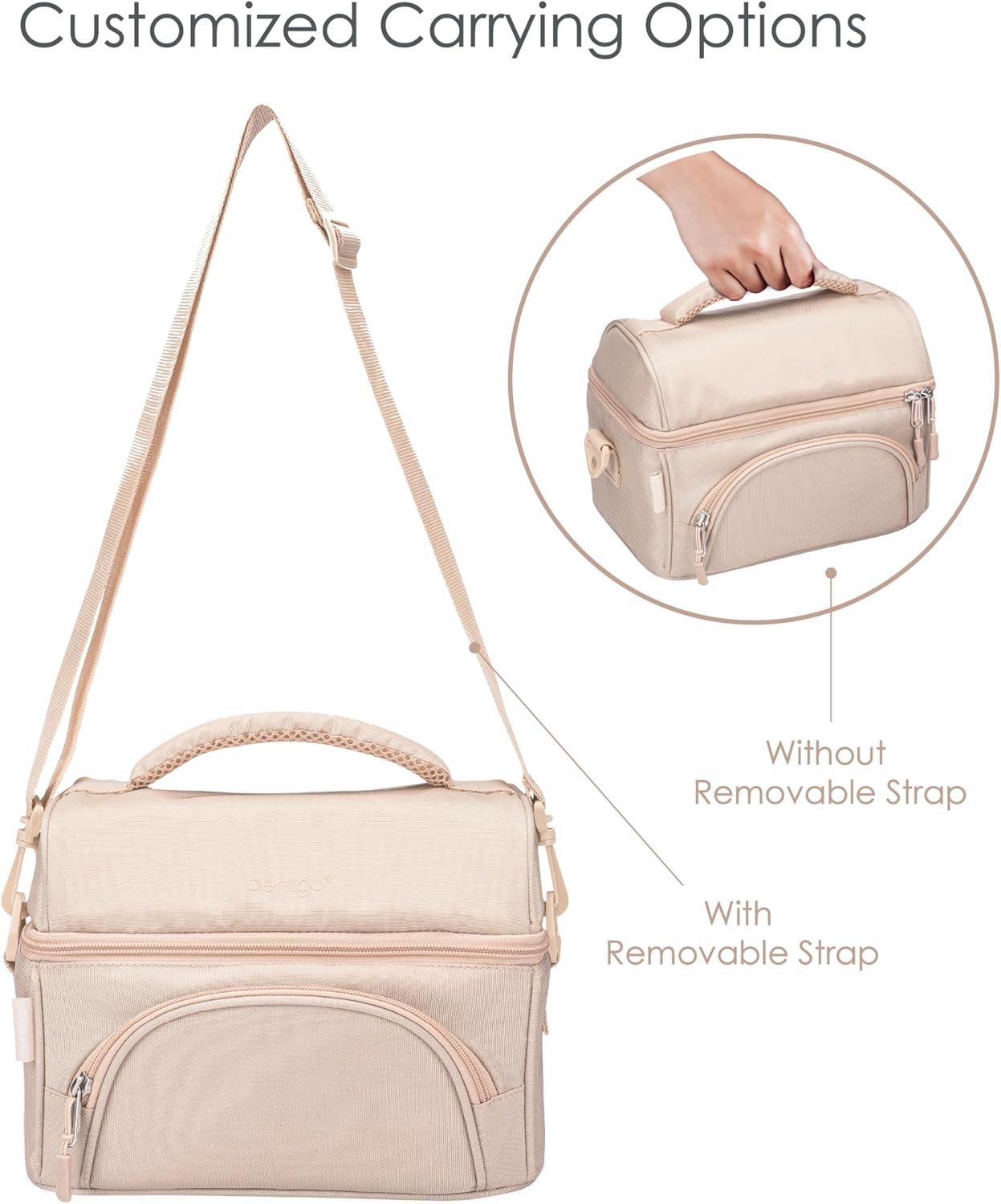 imageBentgo Deluxe Lunch Bag  Durable and Insulated Lunch Tote with Zippered Outer Pocket Internal Mesh Pocket Padded ampamp Adjustable Straps ampamp 2Way Zippers  Fits Most Lunch Boxes Carbon BlackSand