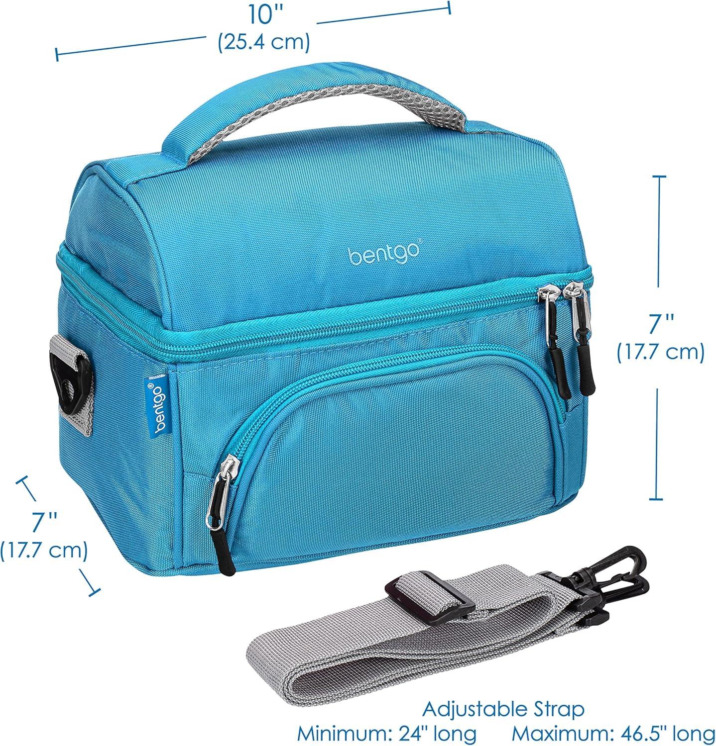 imageBentgo Deluxe Lunch Bag  Durable and Insulated Lunch Tote with Zippered Outer Pocket Internal Mesh Pocket Padded ampamp Adjustable Straps ampamp 2Way Zippers  Fits Most Lunch Boxes Carbon BlackBlue