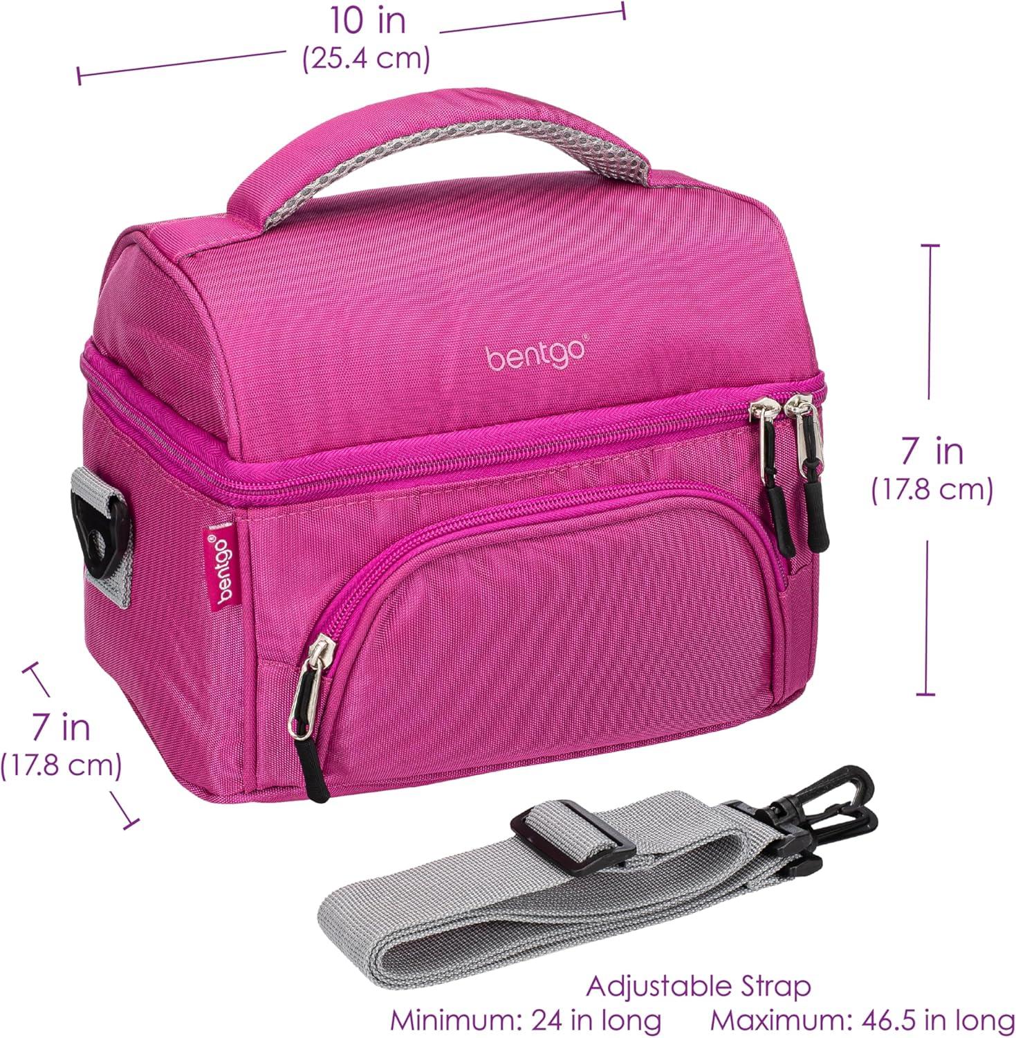 imageBentgo Deluxe Lunch Bag  Durable and Insulated Lunch Tote with Zippered Outer Pocket Internal Mesh Pocket Padded ampamp Adjustable Straps ampamp 2Way Zippers  Fits Most Lunch Boxes Carbon BlackPurple