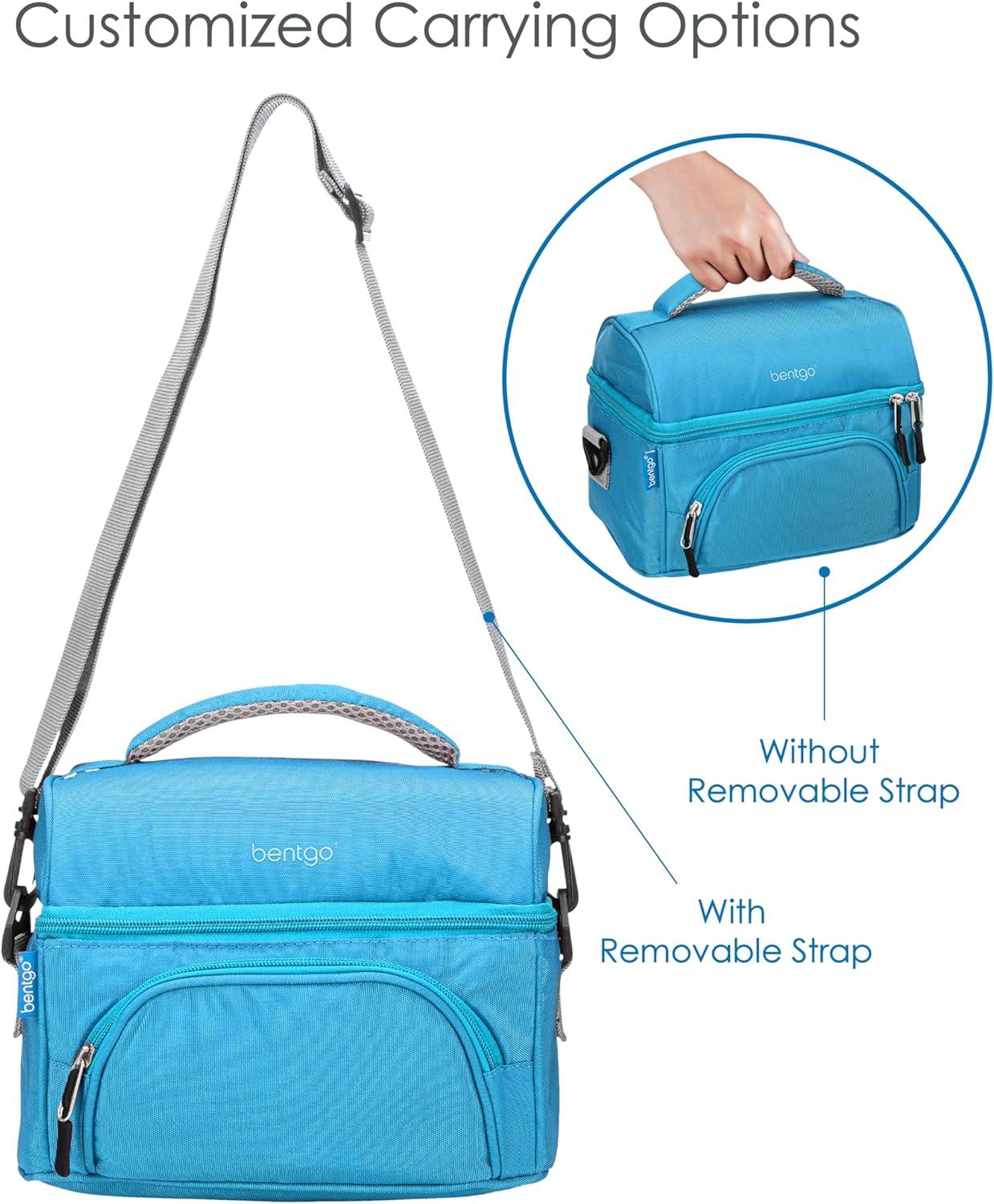 imageBentgo Deluxe Lunch Bag  Durable and Insulated Lunch Tote with Zippered Outer Pocket Internal Mesh Pocket Padded ampamp Adjustable Straps ampamp 2Way Zippers  Fits Most Lunch Boxes Carbon BlackBlue