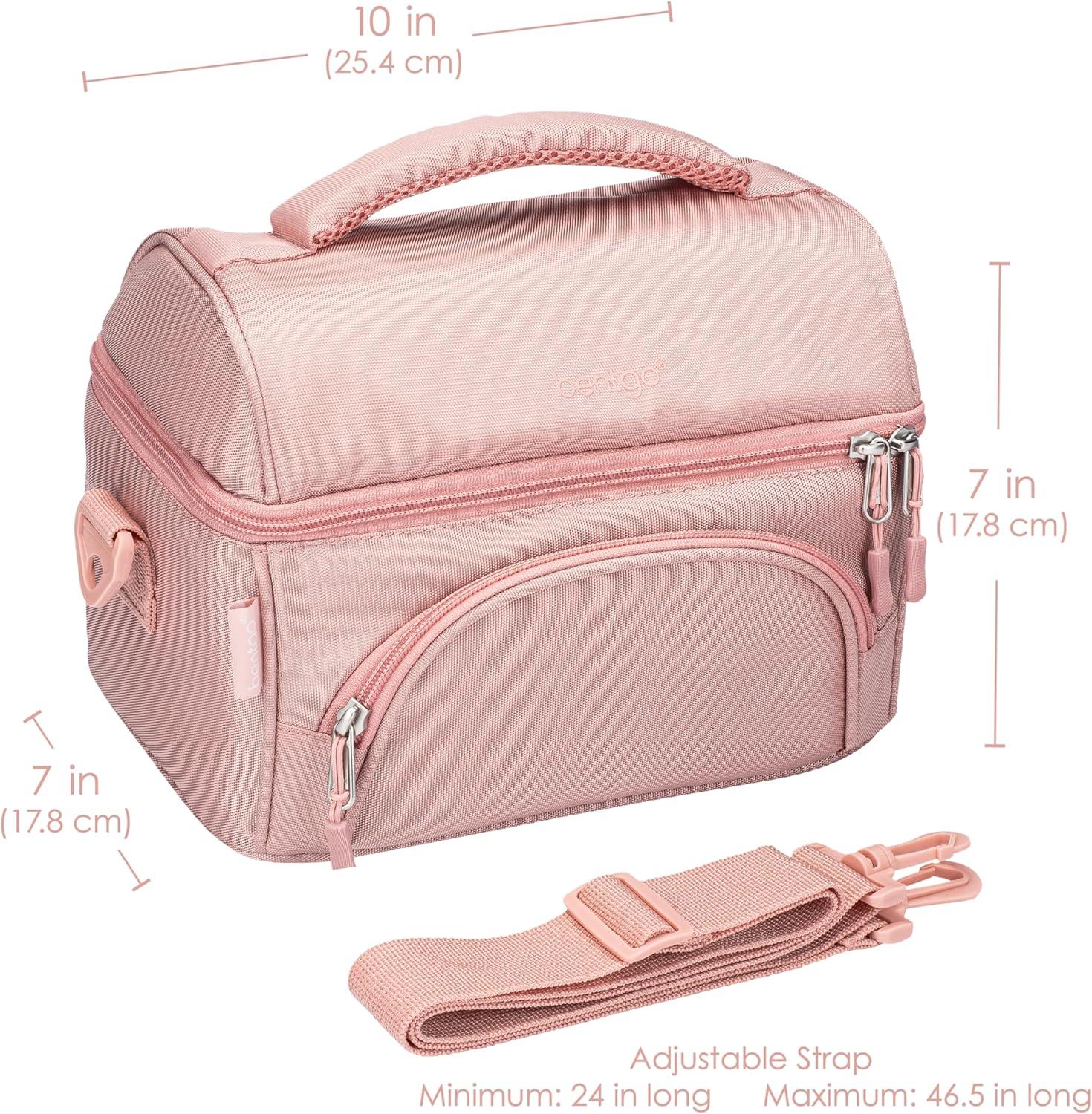 imageBentgo Deluxe Lunch Bag  Durable and Insulated Lunch Tote with Zippered Outer Pocket Internal Mesh Pocket Padded ampamp Adjustable Straps ampamp 2Way Zippers  Fits Most Lunch Boxes Carbon BlackBlush