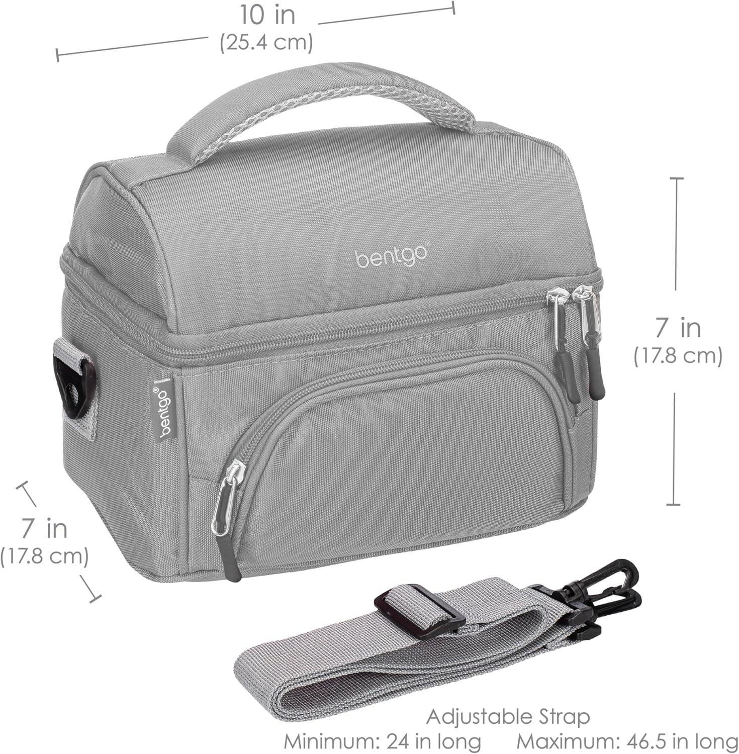 imageBentgo Deluxe Lunch Bag  Durable and Insulated Lunch Tote with Zippered Outer Pocket Internal Mesh Pocket Padded ampamp Adjustable Straps ampamp 2Way Zippers  Fits Most Lunch Boxes Carbon BlackGray