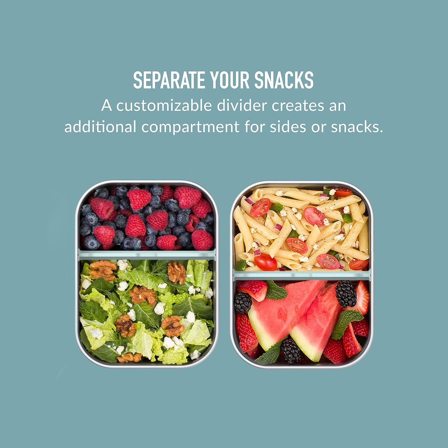 imageBentgo MicroSteel LeakProof Lunch Box  MicrowaveSafe OvenSafe BentoStyle Container with Removable Divider Airtight Lid Sustainable Design Odor ampamp Stain Resistant AquaAqua