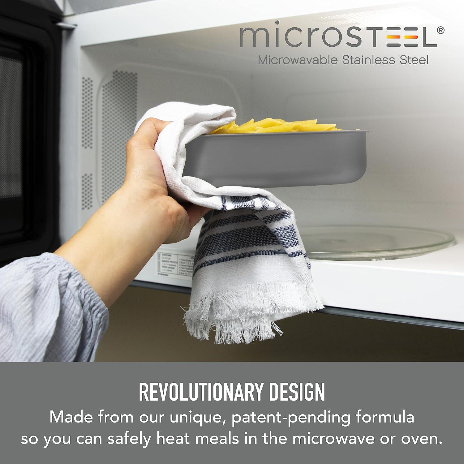 imageBentgo MicroSteel LeakProof Lunch Box  MicrowaveSafe OvenSafe BentoStyle Container with Removable Divider Airtight Lid Sustainable Design Odor ampamp Stain Resistant AquaStainless Steel