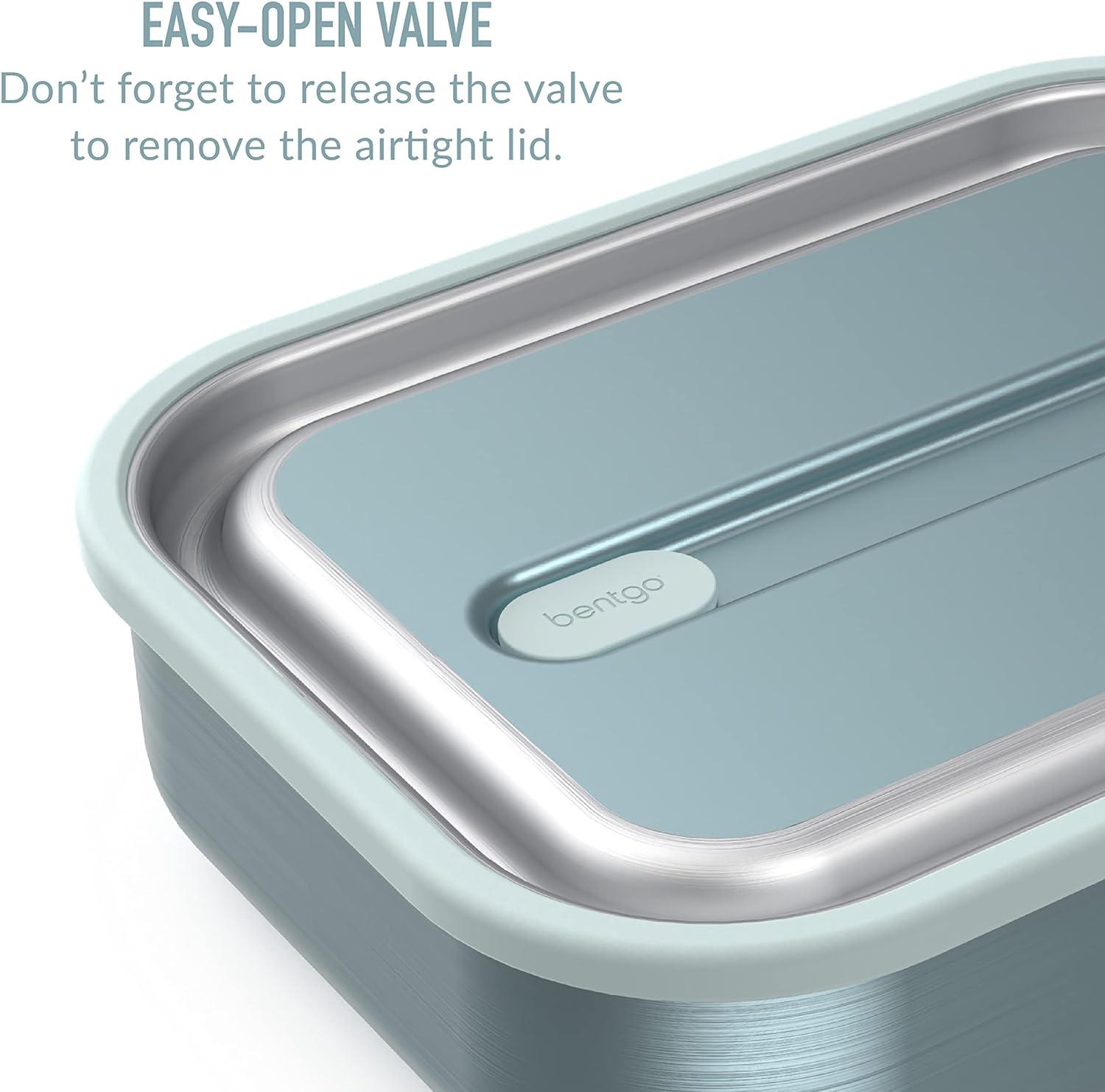 imageBentgo MicroSteel LeakProof Lunch Box  MicrowaveSafe OvenSafe BentoStyle Container with Removable Divider Airtight Lid Sustainable Design Odor ampamp Stain Resistant AquaAqua
