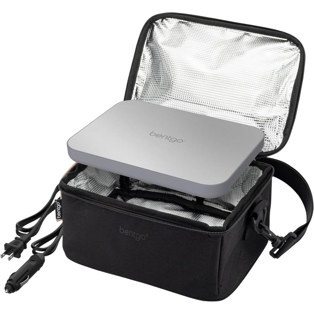 imageBentgo Heat  Electric Lunch Bag ampamp Food Warmer for Reheating Meals in Car at Work ampamp More  Heated Lunch Box Warmer for Adults Students ampamp Shift Workers 12V24V Auto ampamp 120V Wall Cords SandCarbon Black