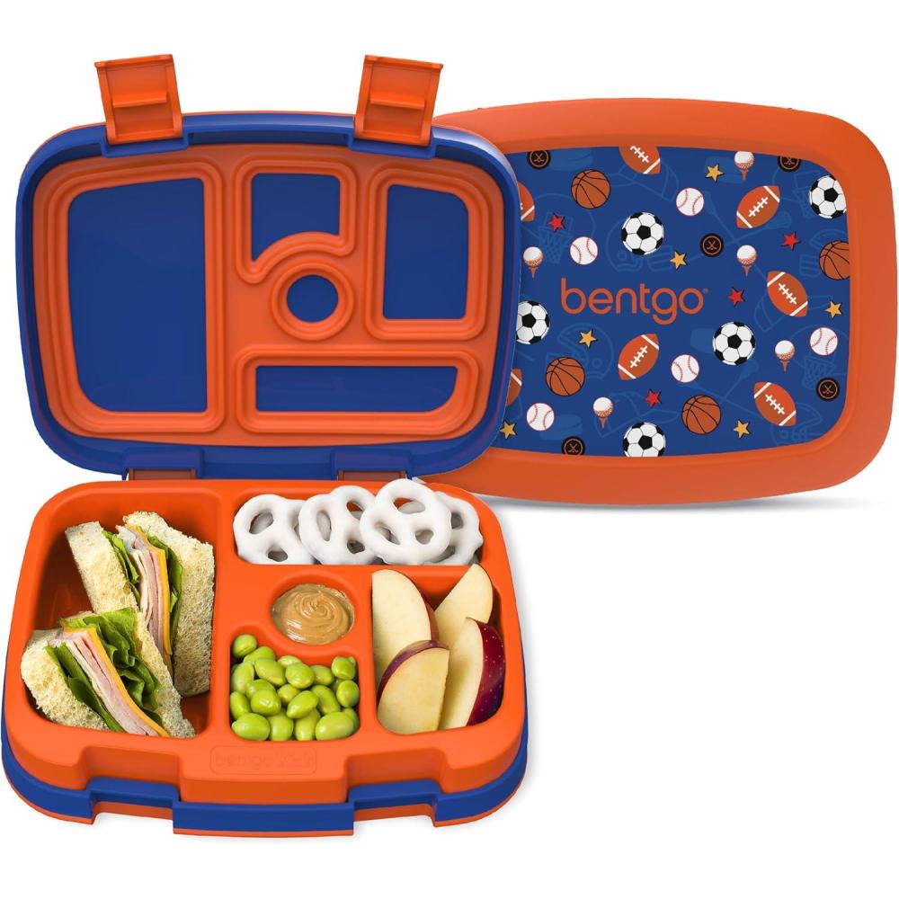 imageBentgo Kids 5Compartment LeakProof BentoStyle Lunch Box Whimsy ampamp Wonder Collection  Ideal for Ages 37 DropProof ampamp Durable Dishwasher Safe ampamp PFAS ampamp BPAFree Materials WavySports