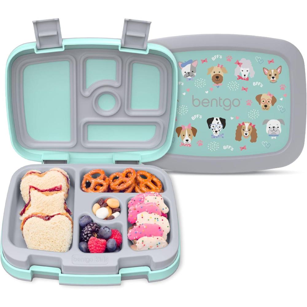 imageBentgo Kids 5Compartment LeakProof BentoStyle Lunch Box Whimsy ampamp Wonder Collection  Ideal for Ages 37 DropProof ampamp Durable Dishwasher Safe ampamp PFAS ampamp BPAFree Materials WavyPuppy Love